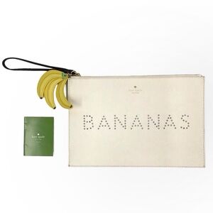 Kate Spade Flights of Fancy Bananas 🍌 Cream Leather Clutch or Wristlet